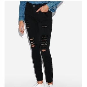 Express jean black distressed leggings